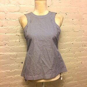 Sacai belted sleeveless smock top blue stripe size 2